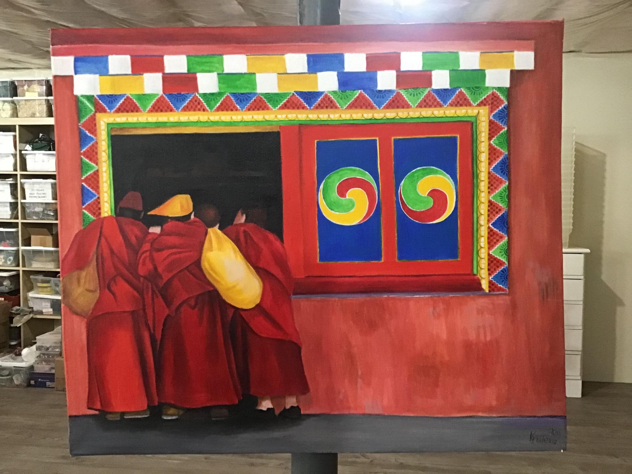 Monks In Window Lama Yeshe Ling