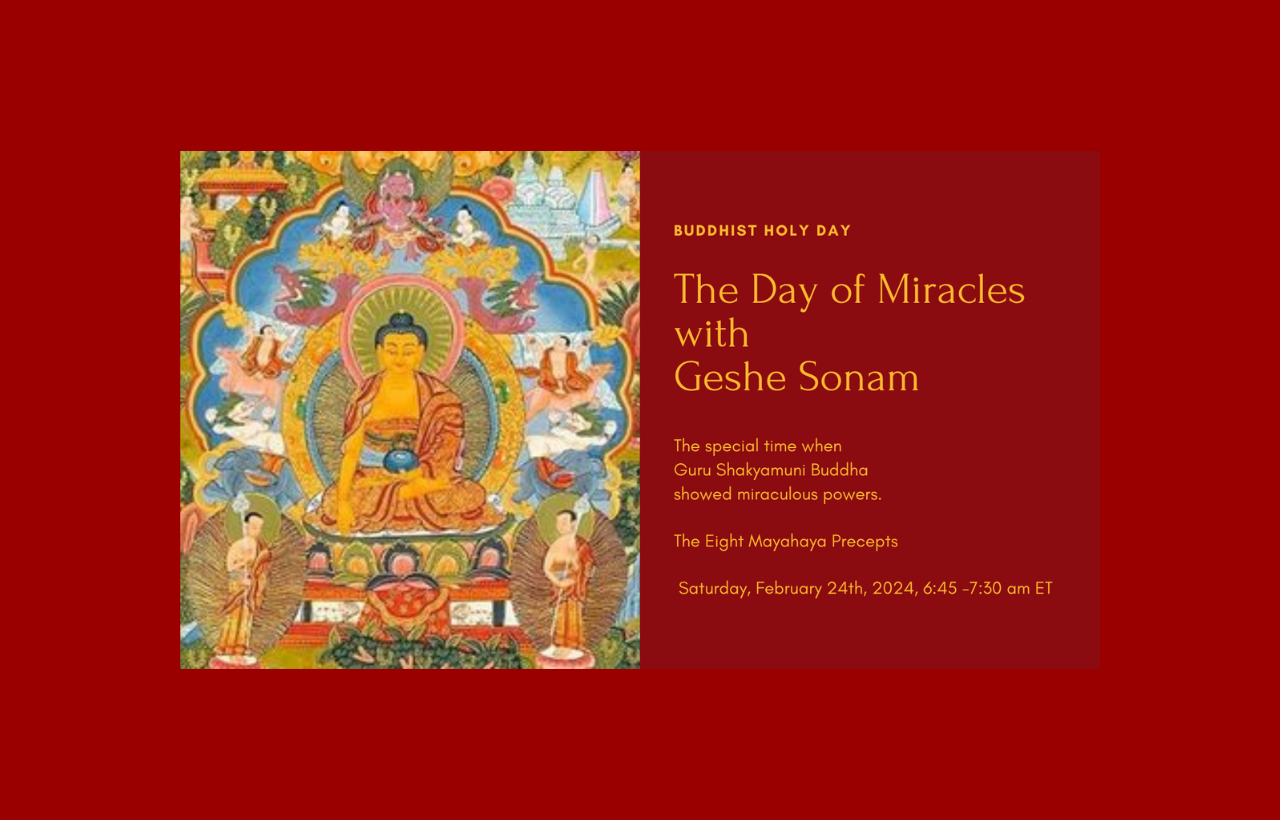 Day of MIracles 2024 Website Banner (1280 x 720 px) Lama Yeshe Ling